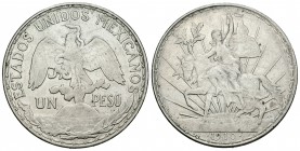 México. 1 peso. 1910. (Km-453). Ag. 27,06 g. EBC-. Est...60,00.