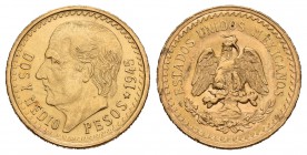 México. 2 1/2 pesos. 1945. México. (Km-463). Au. 2,11 g. SC-. Est...75,00.
