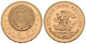 México. 20 pesos. 1959. (Km-478). Au. 16,69 g. SC. Est...450,00.