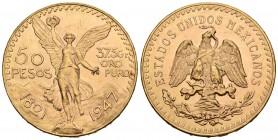 México. 50 pesos. 1947. (Km-481). Au. 41,63 g. Rayitas en reverso. EBC+. Est...1200,00.