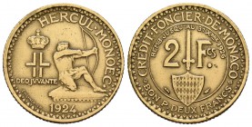 Mónaco. Louis II. 2 francos. 1924. (Km-112). (Gad-129). Al-Ae. 8,14 g. MBC+. Est...35,00.