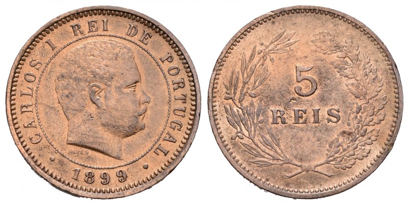 Portugal. Carlos I. 5 reis. 1899. (Km-530). Ae. 2,90 g. MBC. Est...15,00.