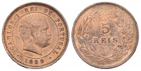 Portugal. Carlos I. 5 reis. 1899. (Km-530). Ae. 2,90 g. MBC. Est...15,00.