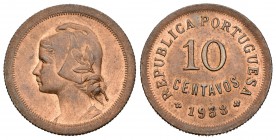 Portugal. 10 centavos. 1938. (Km-573). (Gomes-R 9.05). Ae. 4,02 g. Restos de brillo original. SC-. Est...90,00.