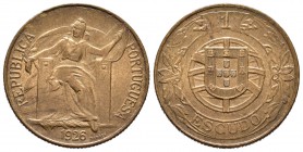 Portugal. 1 escudo. 1926. (Km-576). (Gomes-24.02). Al-Ae. 7,88 g. Suavemente limpiada. Escasa en esta consevación. EBC. Est...200,00.