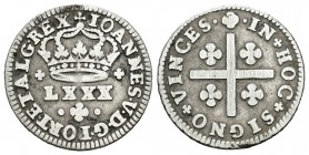 Portugal. Joao V. Tostao (80 reis). 1706-1750. (Km-177). (Gomes-58.1). Ag. 2,71 g. MBC-. Est...25,00.
