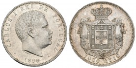 Portugal. Carlos I. 1000 reis. 1899. (Km-540). Ag. 24,84 g. Restos de brillo original. EBC-/EBC. Est...50,00.