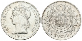 Portugal. 1 escudo. 1915. (Km-564). (Gomes-23.01). Ag. 24,92 g. EBC+. Est...50,00.