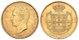 Portugal. Luis I. 5000 reis. 1887. (Km-516). (Gomes-16.18). (Fr-150). Au. 8,90 g. EBC+. Est...300,00.