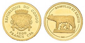 República Del Congo. 1500 francos. 2012. Au. 0,49 g. PROOF. Est...35,00.