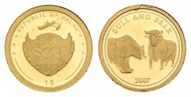 República De Palau. Dollar. 2007. (Km-324, similar). Au. 0,50 g. PROOF. Est...35,00.