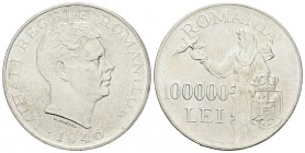 Rumanía. Mihai I. 100.000 lei. 1946. Bucarest. (Km-71). (Dav-277). Ag. 25,22 g. EBC+. Est...25,00.