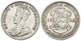 Sudáfrica. George V. 2 shillings. 1934. (Km-22). Ag. 11,27 g. MBC+. Est...25,00.