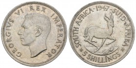 Sudáfrica. George VI. 5 shillings. 1947. (Km-31). Ag. 28,22 g. EBC+. Est...45,00.