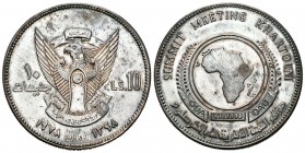 Sudán. 10 libras. 1398 H (1978). (Km-77). Ag. 34,93 g. Organización de la Unidad Africana. SC. Est...50,00.