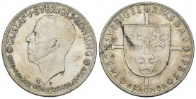 Suecia. Gustaf V. 5 coronas. 1935. (Km-806). Ag. 25,05 g. 500º Aniversario del Riksdag. EBC. Est...25,00.