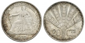 Uruguay. 20 centésimos. 1930. (Km-26). Ag. 5,03 g. SC-. Est...25,00.