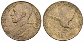 Vaticano. Pío XII. 10 centesimi. 1942. (Km-32). Ae. 4,80 g. Año IV. EBC. Est...40,00.