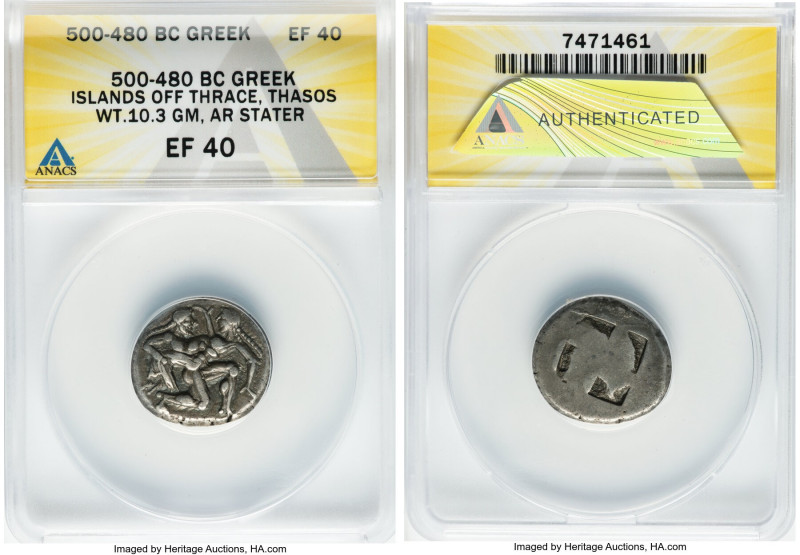 THRACIAN ISLANDS. Thasos. Ca. 500-480 BC. AR stater (21mm, 10.30gm). ANACS XF 40...