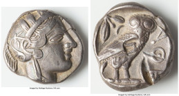 ATTICA. Athens. Ca. 440-404 BC. AR tetradrachm (25mm, 17.06 gm, 8h). Choice VF, test cut, countermarks, graffiti. Mid-mass coinage issue. Head of Athe...