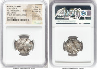 ATTICA. Athens. Ca. 393-294 BC. AR tetradrachm (22mm, 17.19 gm, 8h). NGC AU 4/5 - 4/5, brushed. Late mass coinage issue. Head of Athena with eye in tr...
