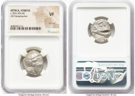 ATTICA. Athens. Ca. 393-294 BC. AR tetradrachm (22mm, 8h). NGC VF, test cut. Late mass coinage issue. Head of Athena with eye in true profile right, w...