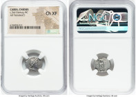 CARIA. Cnidus. Ca. 3rd century BC. AR tetrobol (15mm, 11h). NGC Choice XF. Rhodian standard. Philocles, magistrate. Bust of Artemis right, wearing ste...