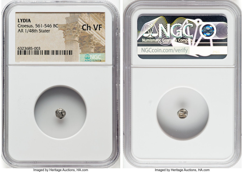 LYDIAN KINGDOM. Croesus (ca. 561-546 BC). AR 1/48 stater (5mm). NGC Choice VF. H...