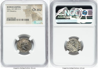 Geta, as Augustus (AD 209-211). AR denarius (19mm, 11h). NGC Choice AU. Rome, AD 211. P SEPT GETA PIVS-AVG BRIT, laureate head of Geta right / LIBERAL...