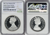 British Dependency. Elizabeth II silver Proof "Gothic Crown - Victoria" 5 Pounds (2 oz) 2021 PR70 Ultra Cameo NGC, Commonwealth mint, KM-Unl. Mintage:...