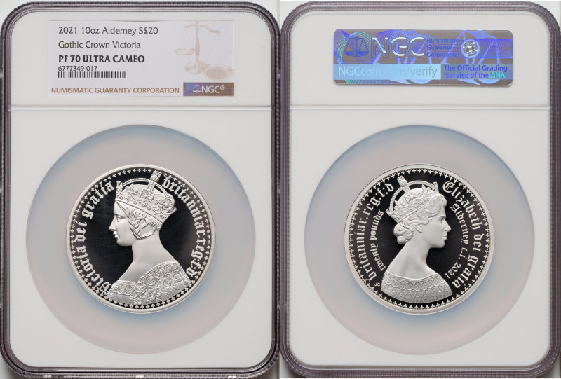 British Dependency. Elizabeth II silver Proof "Gothic Crown - Victoria" 20 Pound...