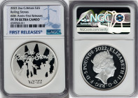 Elizabeth II silver Proof "Rolling Stones" 5 Pounds (2 oz) 2022 PR70 Ultra Cameo NGC, Limited Edition Presentation: 550. Celebrating six decades of Th...