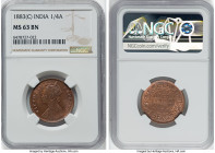 British India. Victoria 1/4 Anna 1883-(c) MS63 Brown NGC, Calcutta mint, KM486. HID09801242017 © 2022 Heritage Auctions | All Rights Reserved