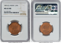 British India. Victoria 1/4 Anna 1891-(c) MS65 Red and Brown NGC, Calcutta mint, KM486. HID09801242017 © 2022 Heritage Auctions | All Rights Reserved
