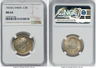 British India. George V 1/2 Rupee 1923-(c) MS63 NGC, Calcutta mint, KM522. HID09801242017 © 2022 Heritage Auctions | All Rights Reserved