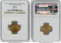 British India. George VI 5-Piece Lot of Certified Assorted Issues NGC, 1) Anna 1942-(b) - MS64, Bombay mint, KM537a 2) 1/4 Anna 1941-(c) - MS65 Red an...