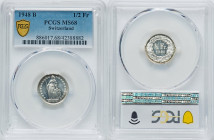 Confederation 1/2 Franc 1948-B MS68 PCGS, Bern mint, KM23. Semi-Prooflike fields. HID09801242017 © 2022 Heritage Auctions | All Rights Reserved
