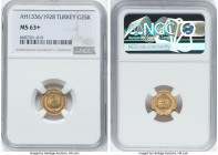 Republic gold 25 Kurush AH 1336 Year 23 (1928) MS63+ NGC, Ankara mint, KM840. HID09801242017 © 2022 Heritage Auctions | All Rights Reserved