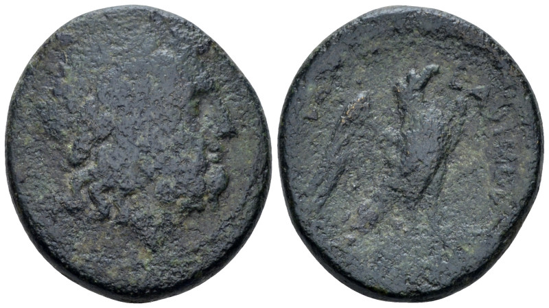 Frentani, Larinum Quadrunx circa 210-175, Æ 22.00 mm., 7.91 g.
Laureate head of...