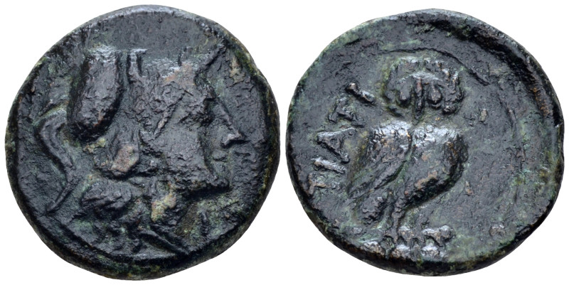 Apulia, Teate Teruncius circa 225-200, Æ 21.00 mm., 7.71 g.
Head of Athena r., ...