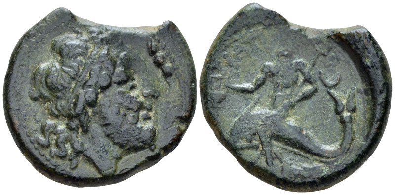 Apulia, Teate Teruncius circa 225-200, Æ 24.00 mm., 9.95 g.
Diademed head of Po...
