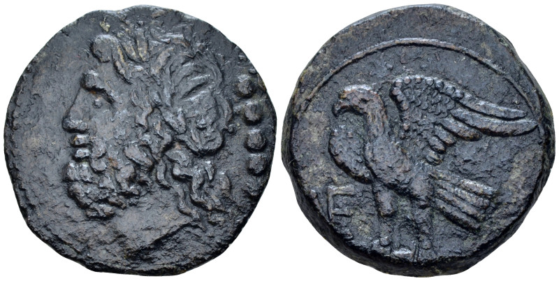 Apulia, Venusia Quincux circa 210-200, Æ 27.00 mm., 12.99 g.
Laureate head of J...