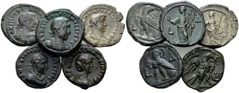 Egypt, Alexandria Philip I, 244-249 Lot of 5 Tetradrachms III cent, billon , 57....