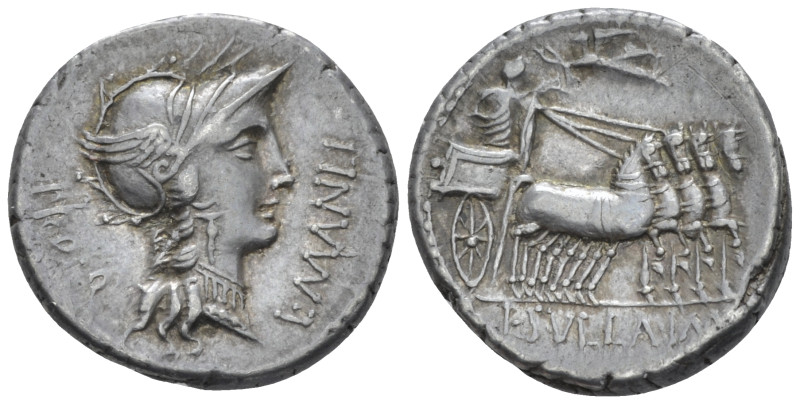 L. Cornelius Sulla Imperator with L. Manlius Torquatus Proquaestor. Denarius min...