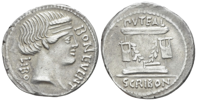 L. Scribonius Libo. Denarius circa 62, AR 19.00 mm., 3.94 g.
BON EVENT– LIBO Di...