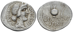 C. Cassius and Lentulus Spint Denarius circa 43-42