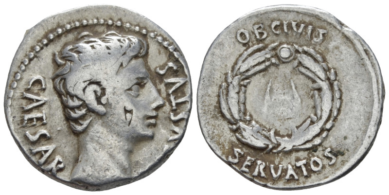 Octavian as Augustus, 27 BC – 14 AD Denarius Colonia Patricia (?) circa 19 BC, A...
