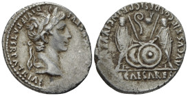 Octavian as Augustus, 27 BC – 14 AD Denarius Lugdunum 2 BC - 4 AD