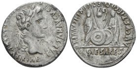 Octavian as Augustus, 27 BC – 14 AD Denarius Lugdunum 2 BC - 4 AD