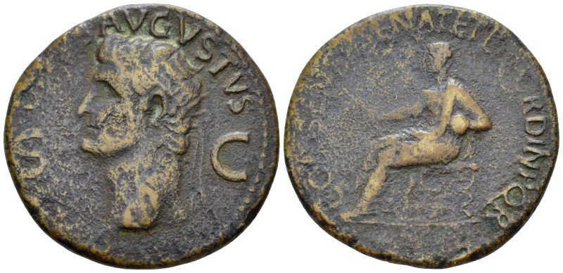 Divus Augustus Dupondius Rome 37-41, Æ 29.00 mm., 11.07 g.
Radiate head of Divu...